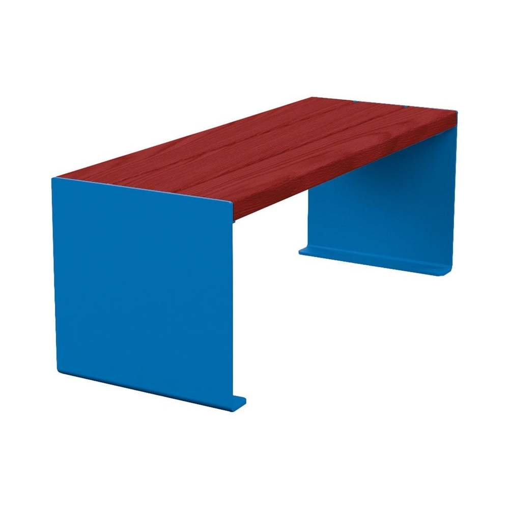 Banquette KUB acier et bois RAL5010 - lasuré acajou - 1200mm - PROCITY - 306390.5010.ACAJ
