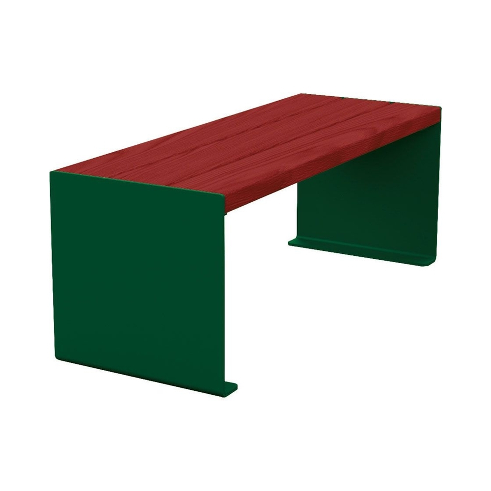 Banquette KUB acier et bois RAL6005 - lasuré acajou - 1200mm - PROCITY - 306390.6005.ACAJ