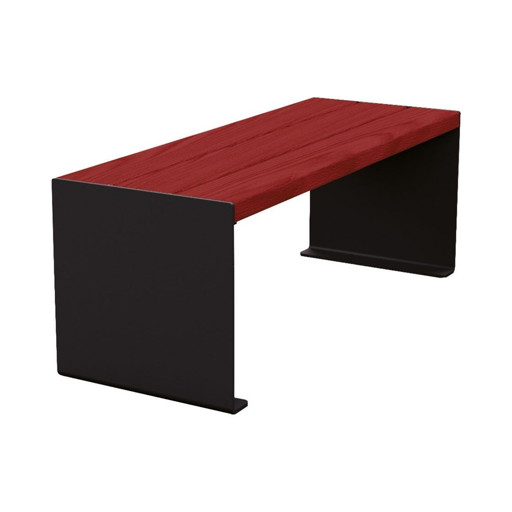 Banquette KUB acier et bois RAL9005 - lasuré acajou - 1200mm - PROCITY - 306390.9005.ACAJ