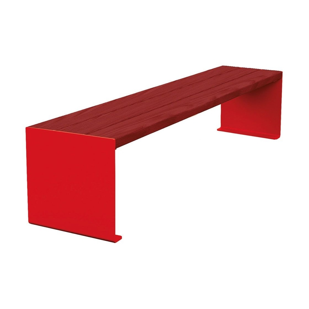 Banquette KUB acier et bois RAL3020 - lasuré acajou - 1800mm - PROCITY - 306392.3020.ACAJ