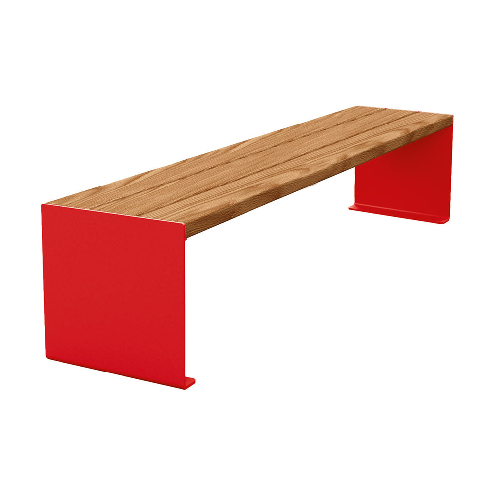 Banquette KUB acier et bois RAL3020 - lasuré chêne clair - 1800mm - PROCITY - 306392.3020.CHEC