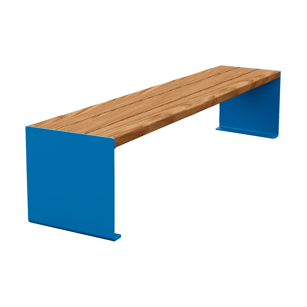 Banquette KUB acier et bois RAL5010 - lasuré chêne clair - 1800mm - PROCITY - 306392.5010.CHEC
