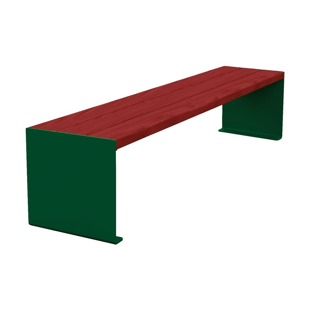 Banquette KUB acier et bois RAL6005 - lasuré acajou - 1800mm - PROCITY - 306392.6005.ACAJ