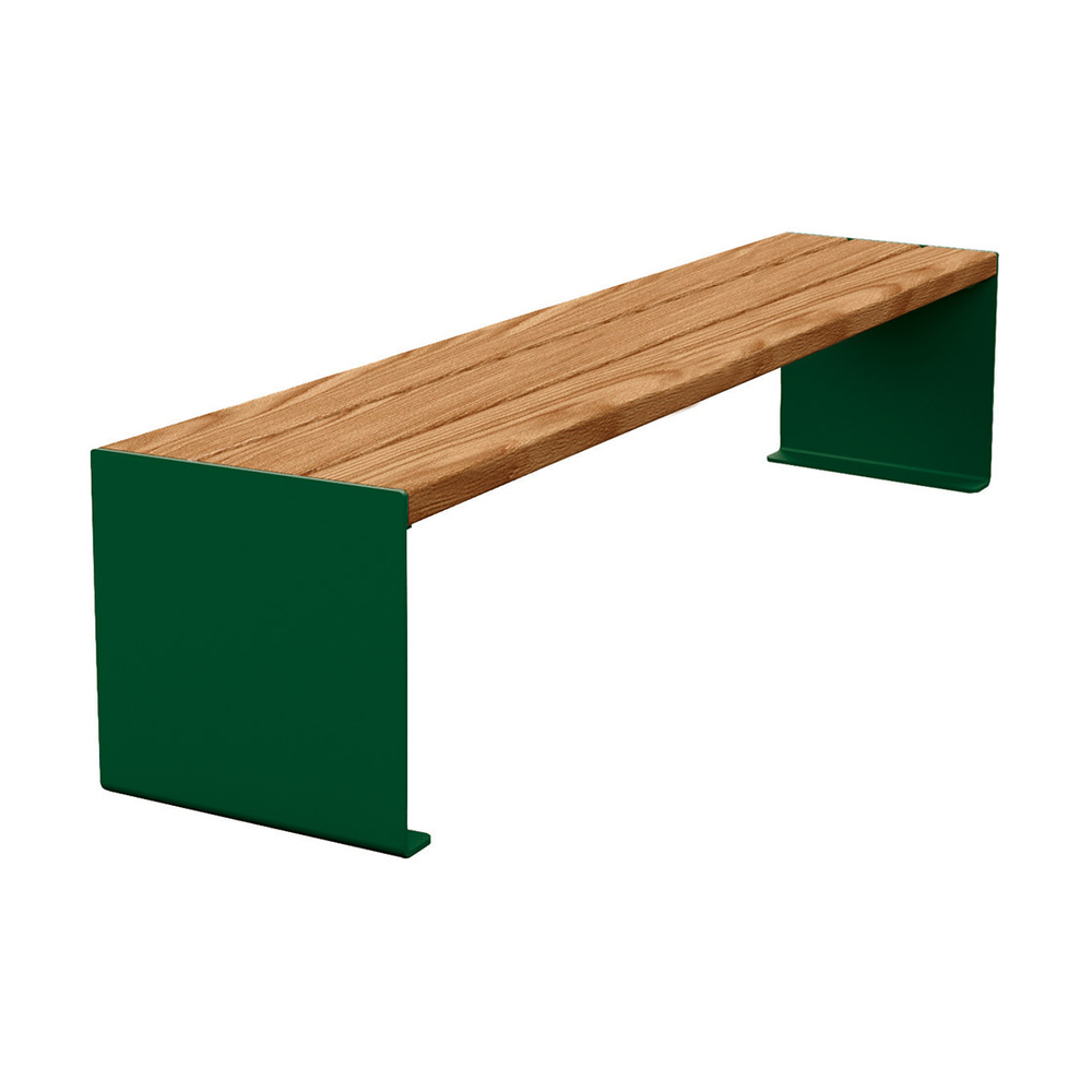 Banquette KUB acier et bois RAL6005 - lasuré chêne clair - 1800mm - PROCITY - 306392.6005.CHEC