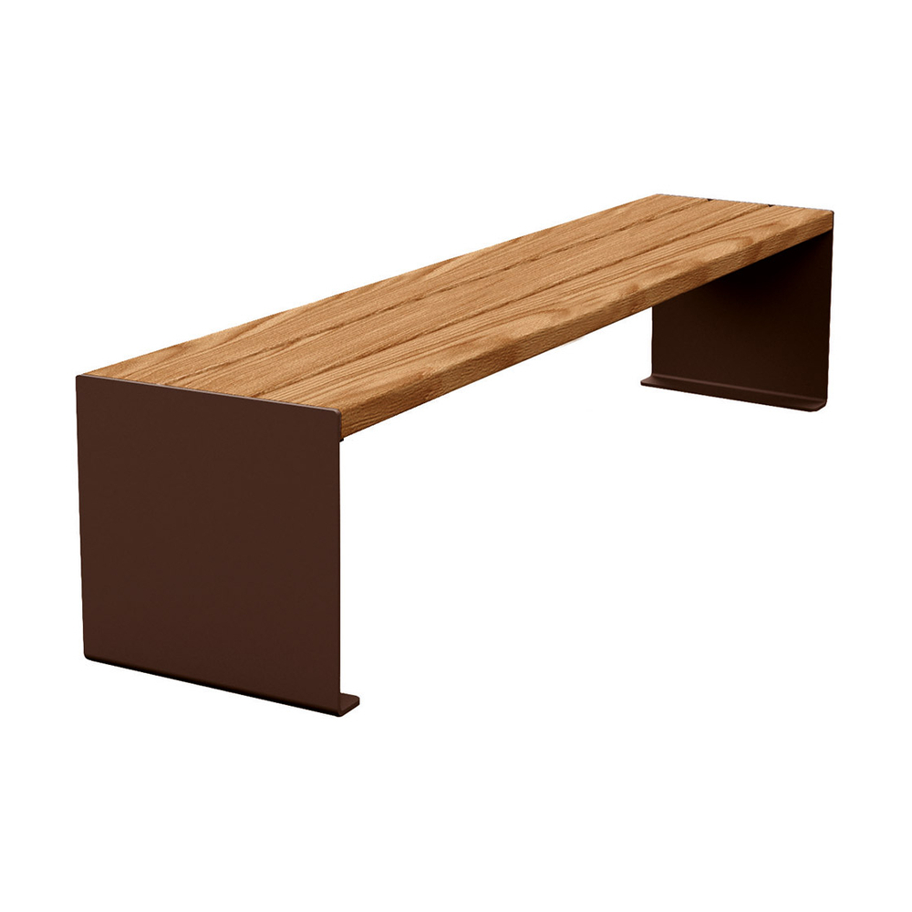 Banquette KUB acier et bois RAL8017 - lasuré chêne clair - 1800mm - PROCITY - 306392.8017.CHEC