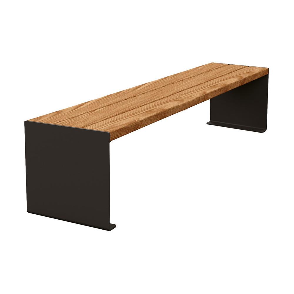 Banquette KUB acier et bois RAL9005 - lasuré chêne clair - 1800mm - PROCITY - 306392.9005.CHEC