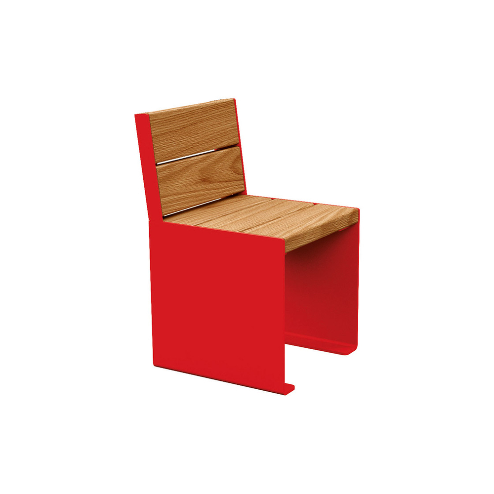 Banc bois et acier KUB RAL3020 - lasuré chêne clair - 450mm - Banc - PROCITY - 306394.3020.CHEC