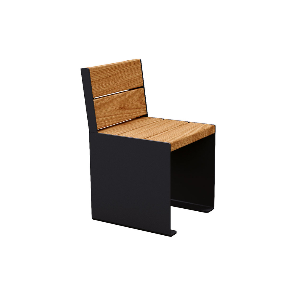Banc bois et acier KUB RAL9005 - lasuré chêne clair - 450mm - Banc - PROCITY - 306394.9005.CHEC