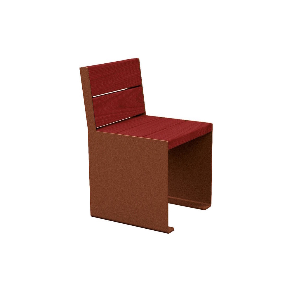 Banc bois et acier KUB Aspect Corten - lasuré acajou - 450mm - Banc - PROCITY - 306394.S025.ACAJ