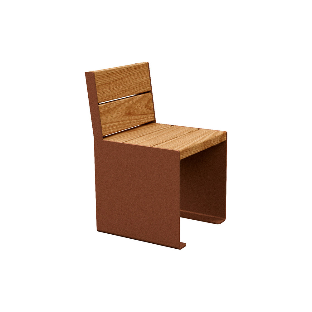 Banc bois et acier KUB Aspect Corten - lasuré chêne clair - 450mm - Banc - PROCITY - 306394.S025.CHEC