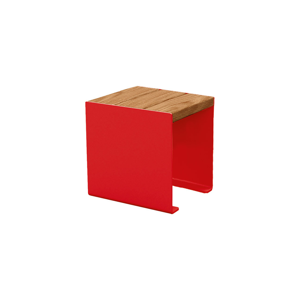 Banquette KUB acier et bois RAL3020 - lasuré chêne clair - 450mm - PROCITY - 306397.3020.CHEC