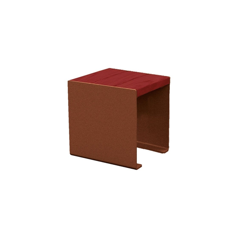 Banquette KUB acier et bois Aspect Corten - lasuré acajou - 450mm - PROCITY - 306397.S025.ACAJ