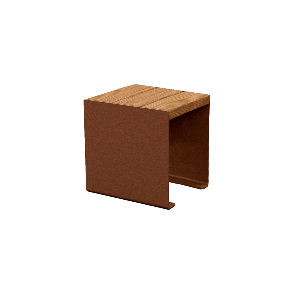 Banquette KUB acier et bois Aspect Corten - lasuré chêne clair - 450mm - PROCITY - 306397.S025.CHEC
