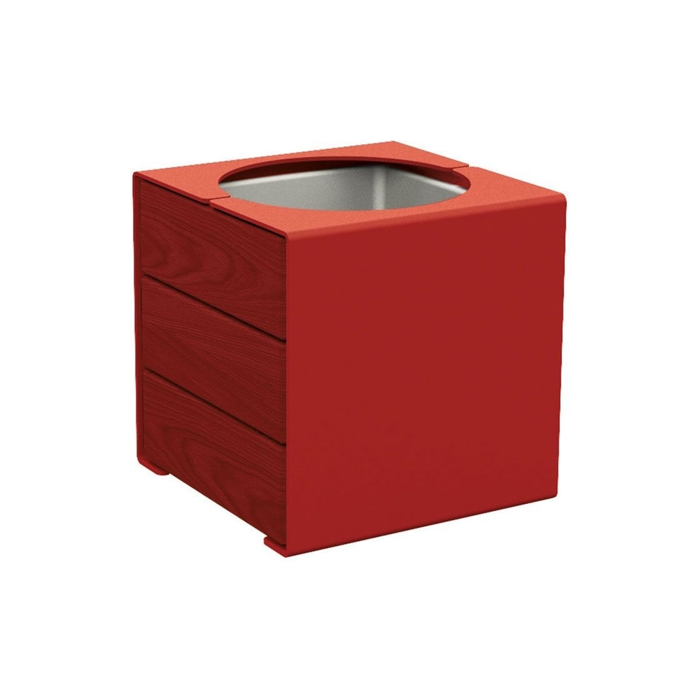 Bac à palmier KUB acier et bois RAL3004 - lasuré acajou - PROCITY - 306422.3004.ACAJ