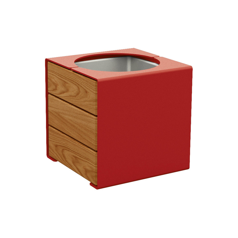 Bac à palmier KUB acier et bois RAL3004 - lasuré chêne clair - PROCITY - 306422.3004.CHEC