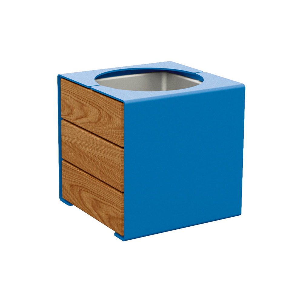 Bac à palmier KUB acier et bois RAL5010 - lasuré chêne clair - PROCITY - 306422.5010.CHEC