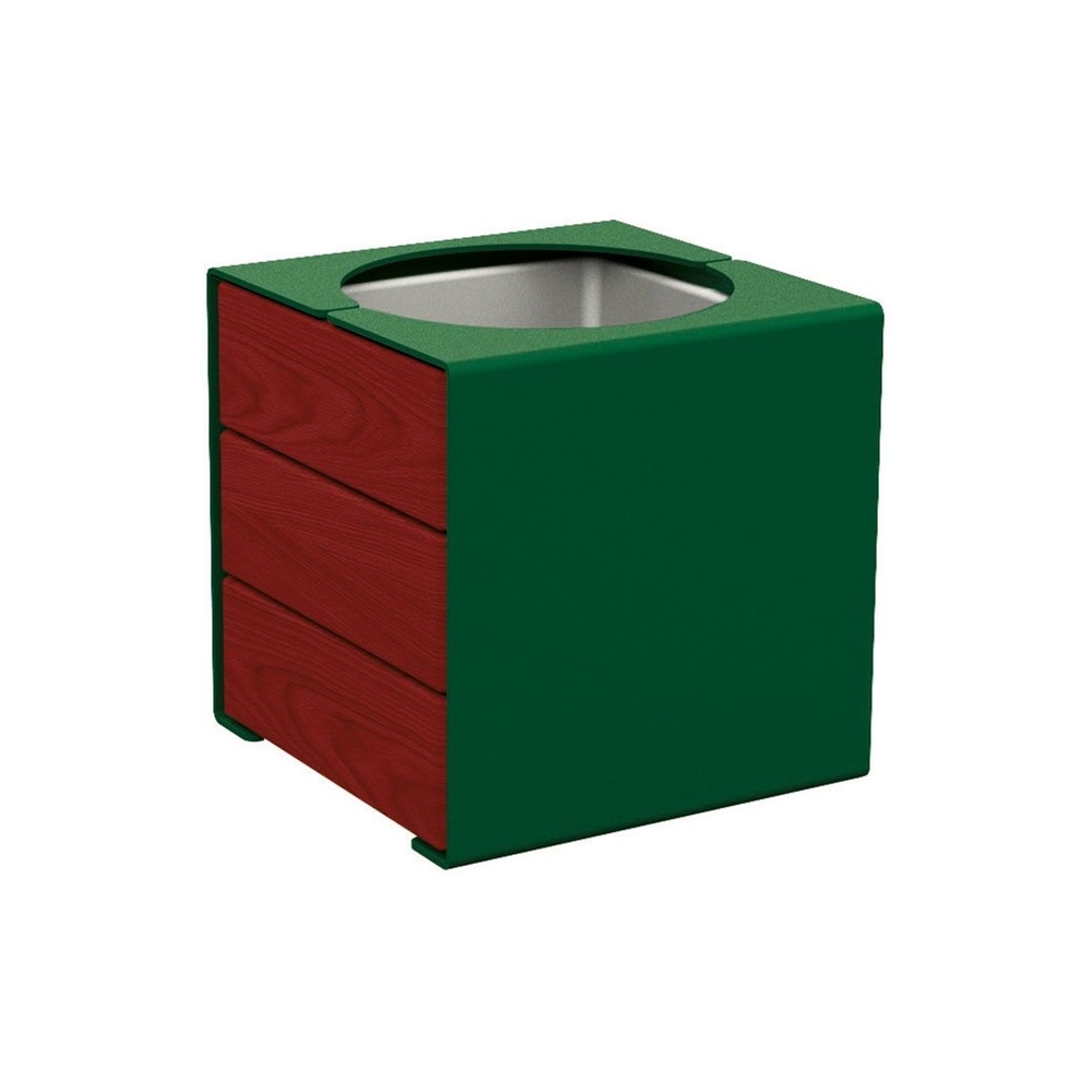 Bac à palmier KUB acier et bois RAL6005 - lasuré acajou - PROCITY - 306422.6005.ACAJ