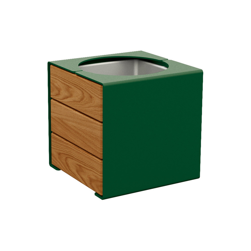 Bac à palmier KUB acier et bois RAL6005 - lasuré chêne clair - PROCITY - 306422.6005.CHEC