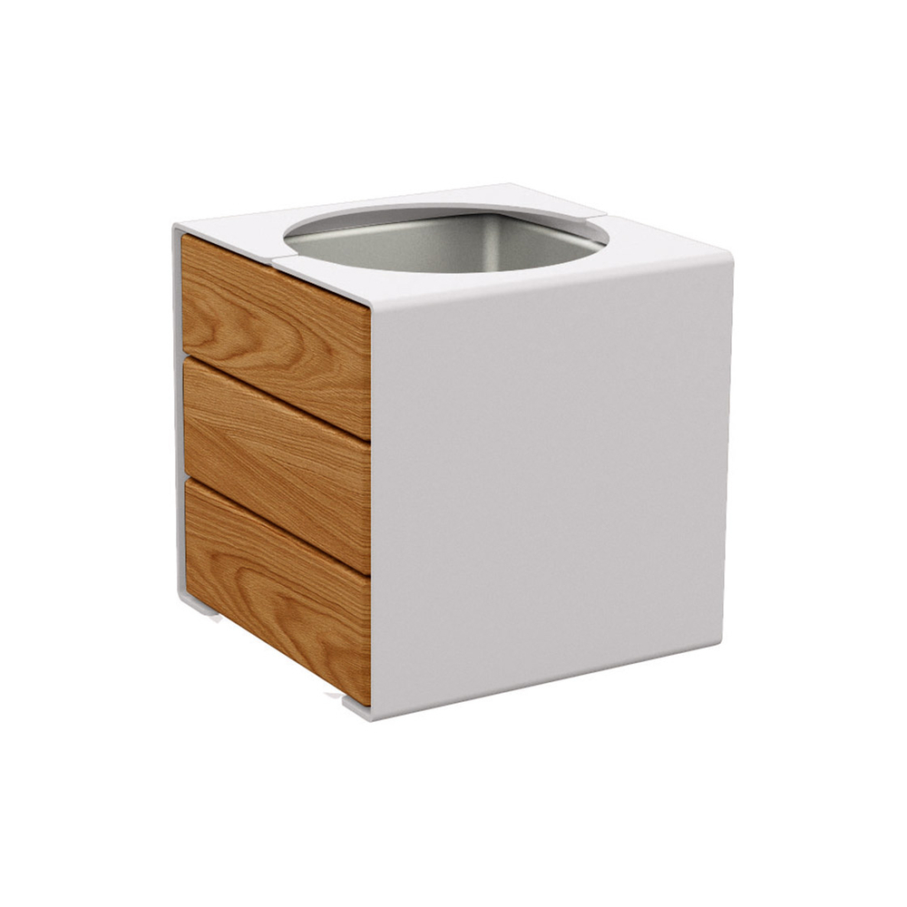 Bac à palmier KUB acier et bois RAL7044 - lasuré chêne clair - PROCITY - 306422.7044.CHEC