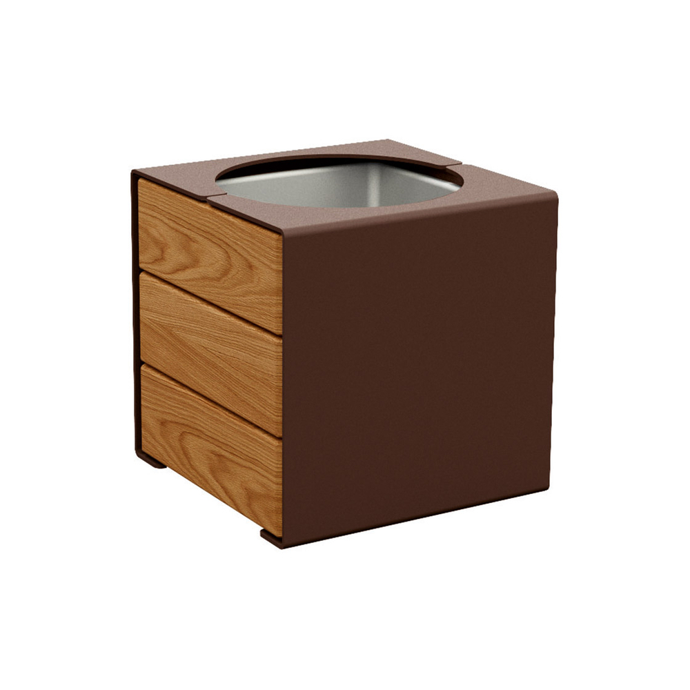 Bac à palmier KUB acier et bois RAL8017 - lasuré chêne clair - PROCITY - 306422.8017.CHEC