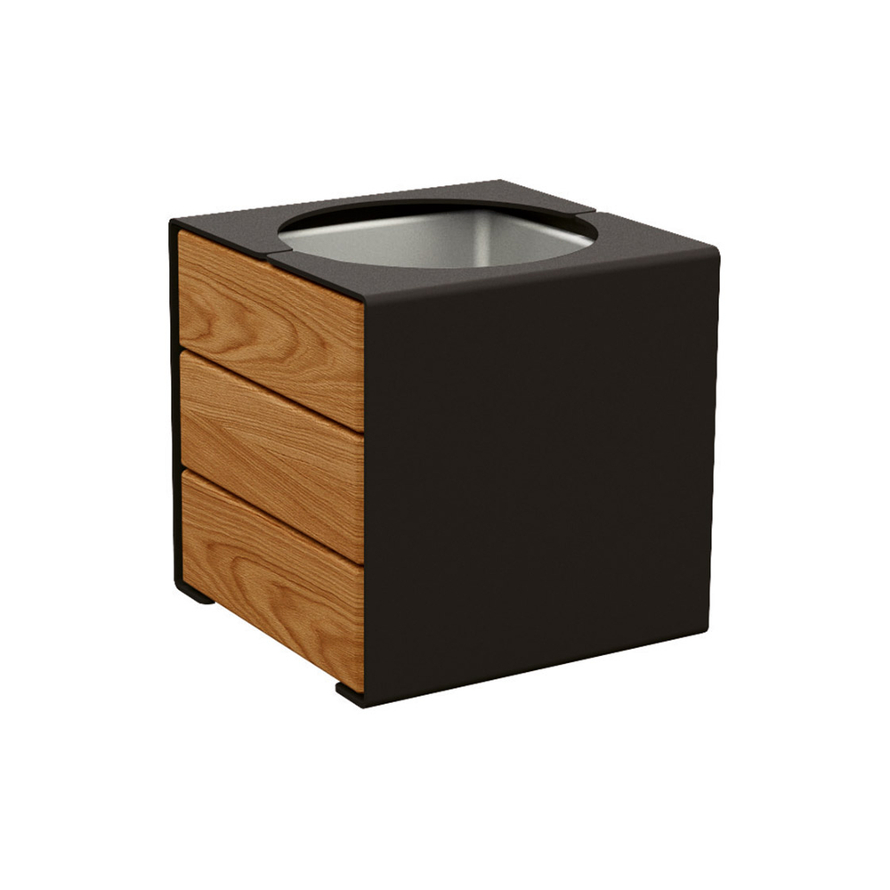 Bac à palmier KUB acier et bois RAL9005 - lasuré chêne clair - PROCITY - 306422.9005.CHEC