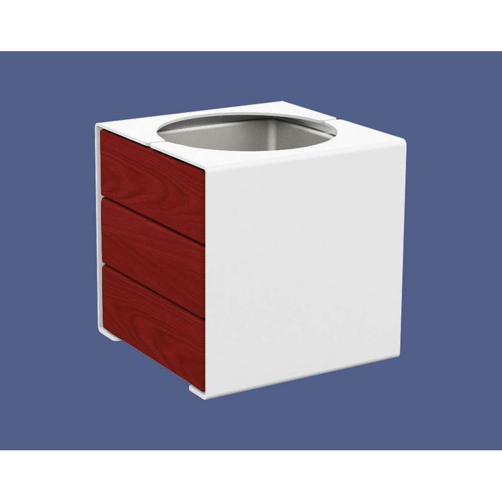 Bac à palmier KUB acier et bois RAL9010 - lasuré acajou - PROCITY - 306422.9010.ACAJ