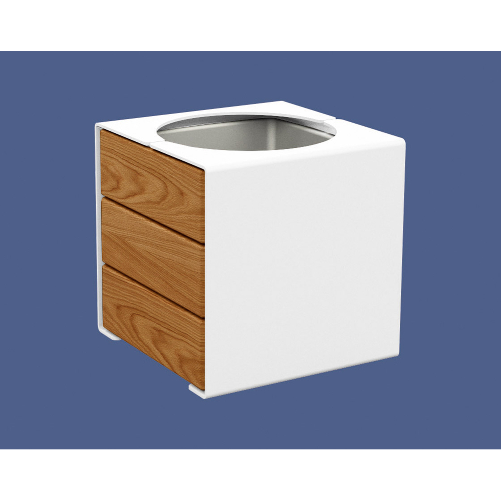 Bac à palmier KUB acier et bois RAL9010 - lasuré chêne clair - PROCITY - 306422.9010.CHEC