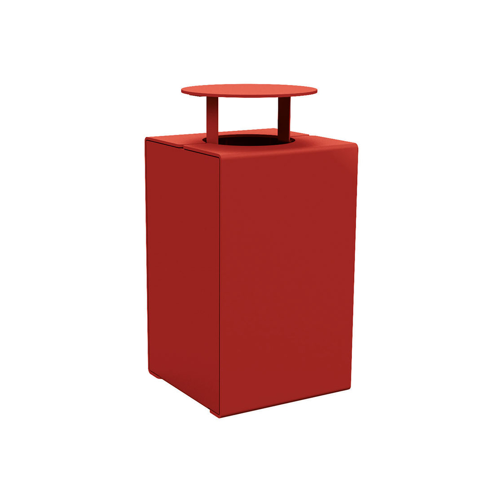Corbeille KUB acier RAL3004 - Version couvercle - PROCITY - 306483.3004