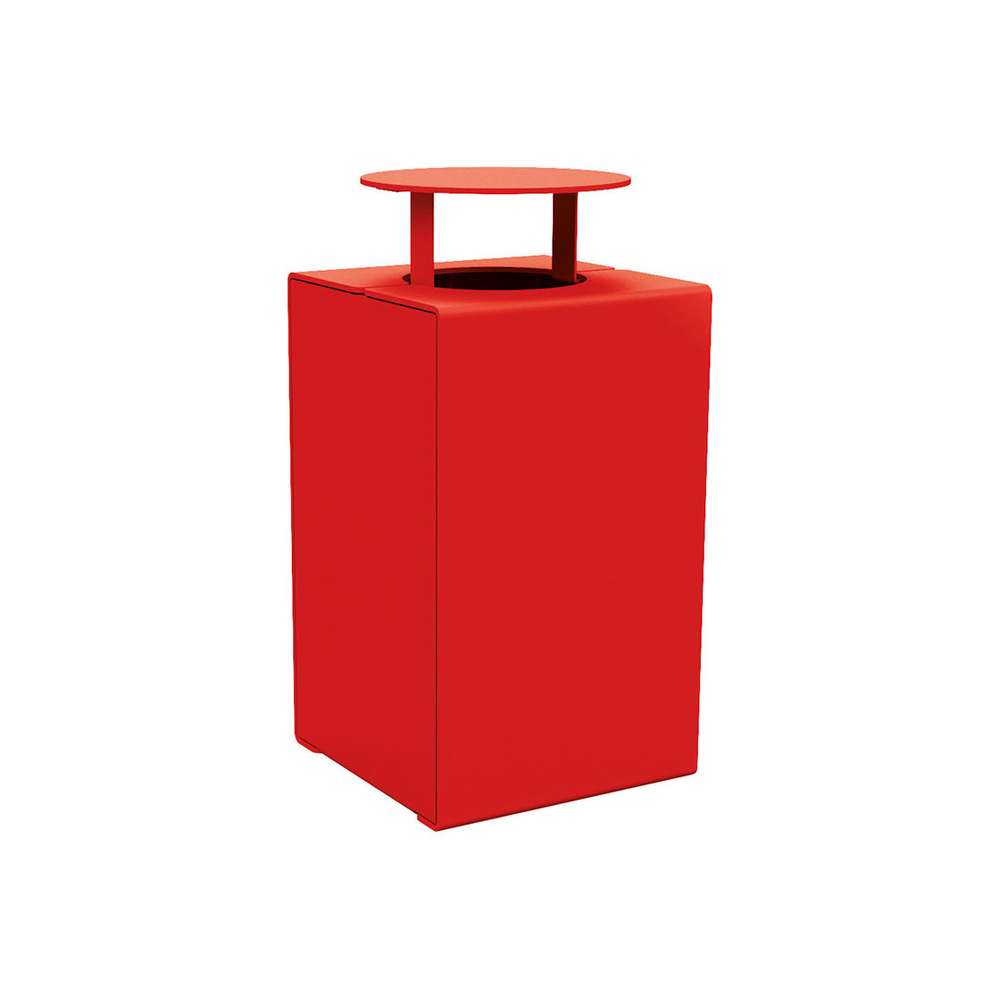 Corbeille KUB acier RAL3020 - Version couvercle - PROCITY - 306483.3020