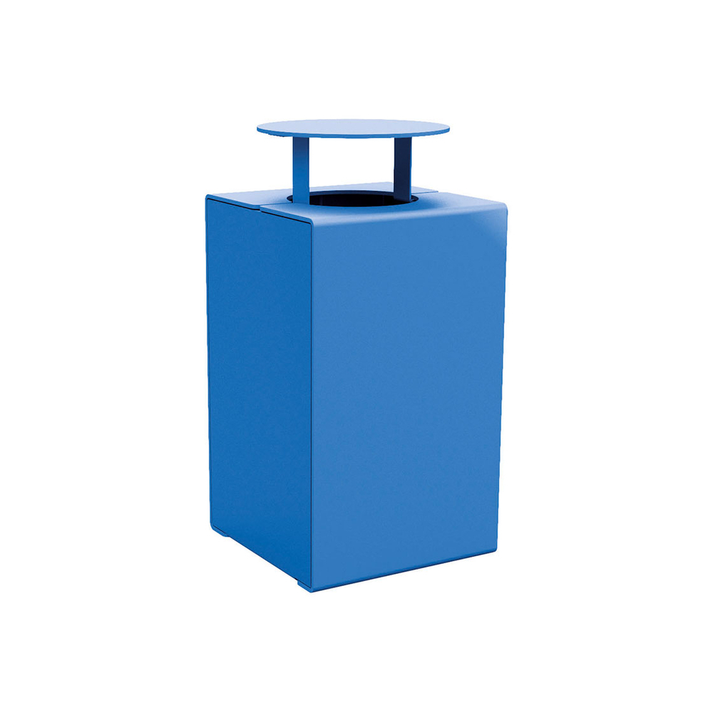 Corbeille KUB acier RAL5010 - Version couvercle - PROCITY - 306483.5010