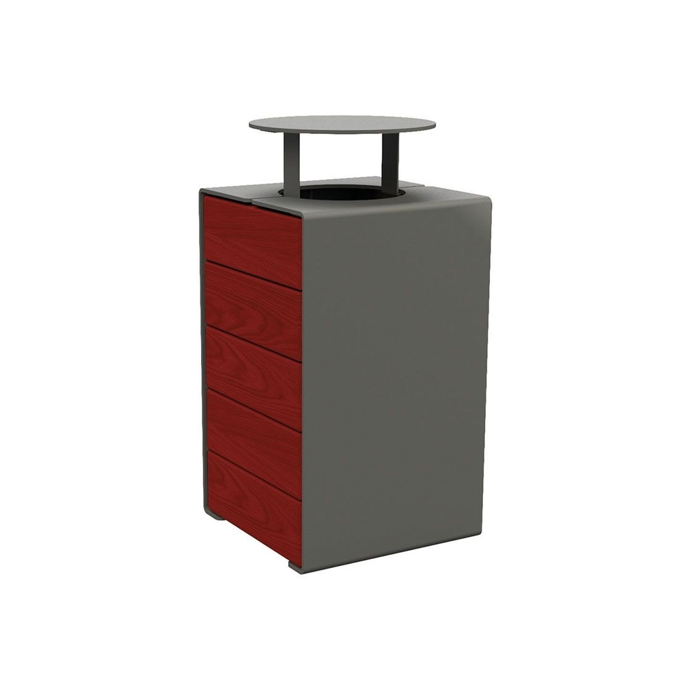 Corbeille KUB acier et bois Gris PROCITY - 306488.GPRO.ACAJ
