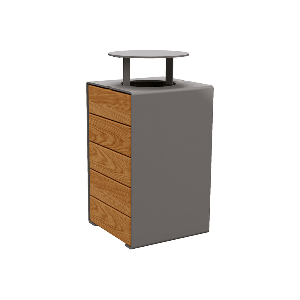 Corbeille KUB acier et bois Gris PROCITY - 306488.GPRO.CHEC