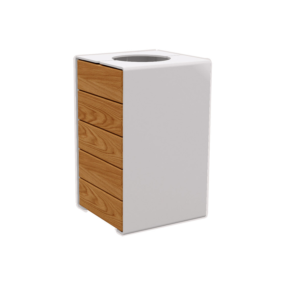 Corbeille KUB acier et bois RAL7044 - lasuré chêne clair - Version sans couvercle - PROCITY - 306489.7044.CHEC
