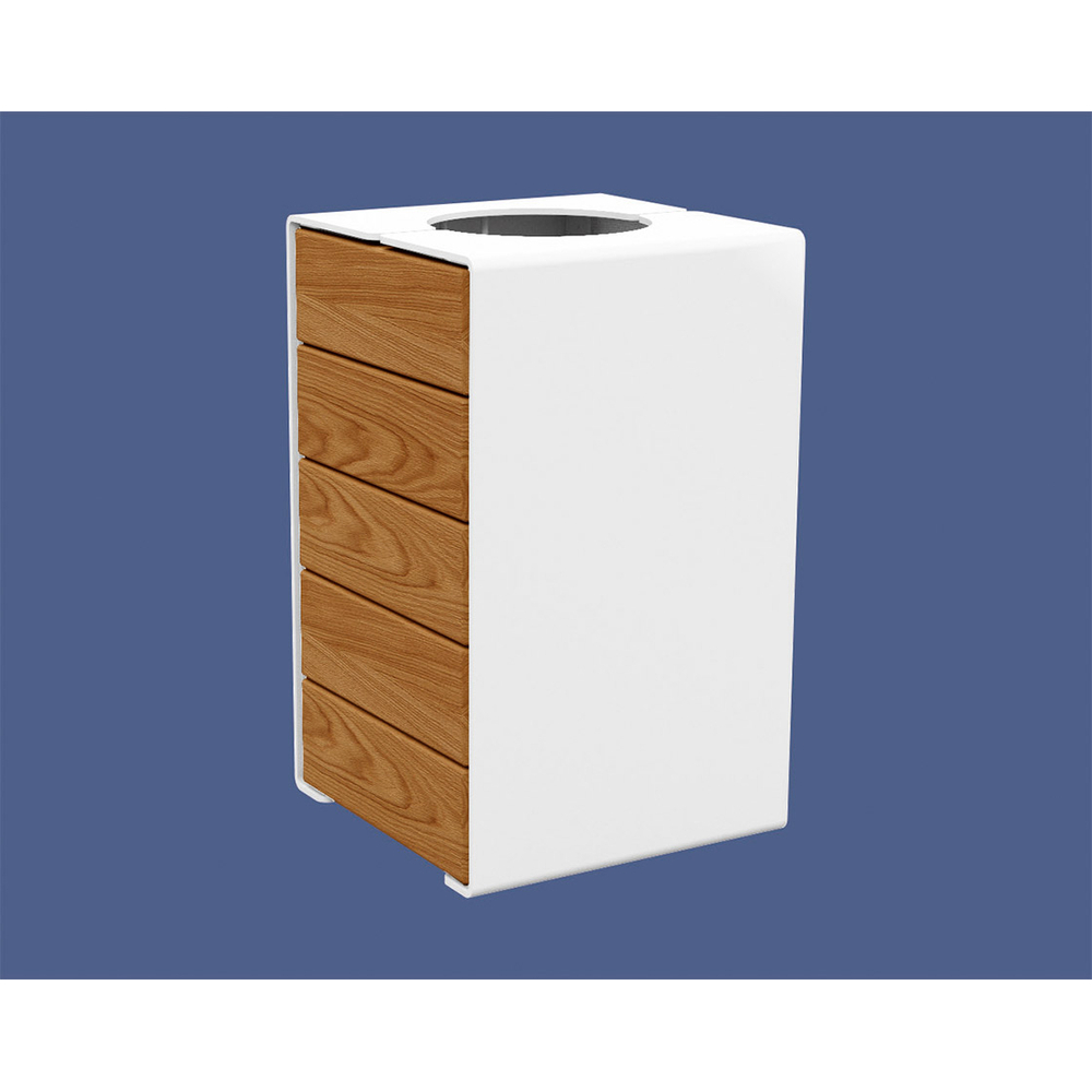 Corbeille KUB acier et bois RAL9010 - lasuré chêne clair - Version sans couvercle - PROCITY - 306489.9010.CHEC