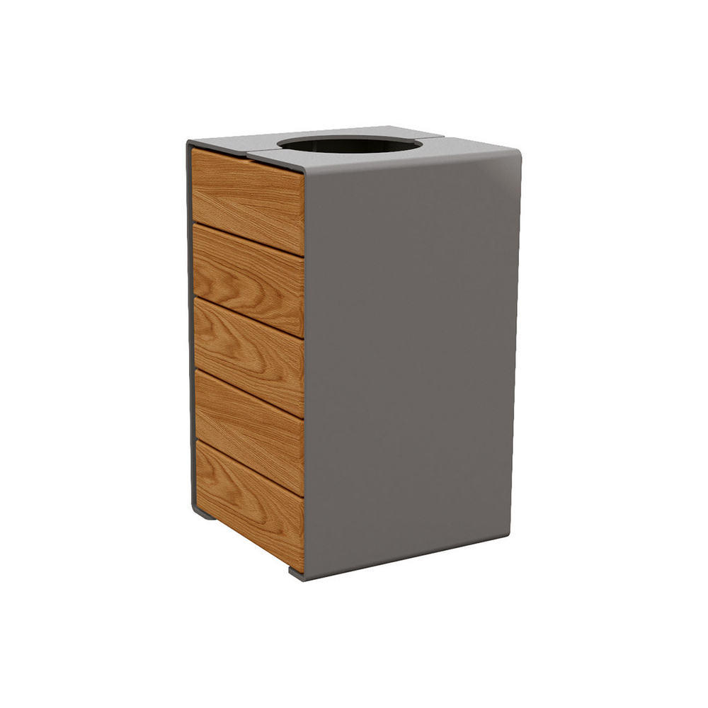 Corbeille KUB acier et bois Gris PROCITY - 306489.GPRO.CHEC