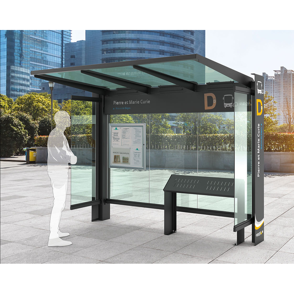 Station bus KUB RAL3004 - Vitrine et un bardage latéral - PROCITY - 306712.3004
