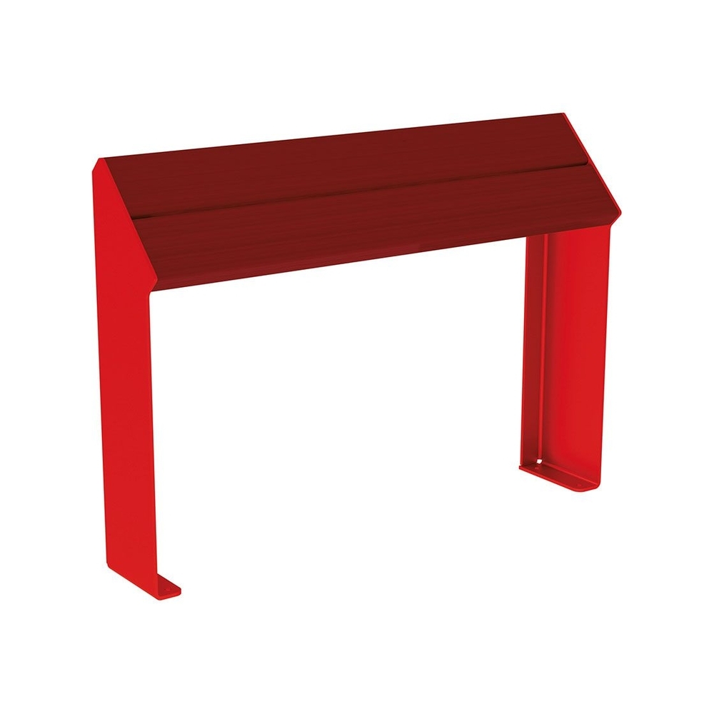 Assis-debout KUB acier et bois RAL3020 - lasuré acajou - PROCITY - 306720.3020.ACAJ