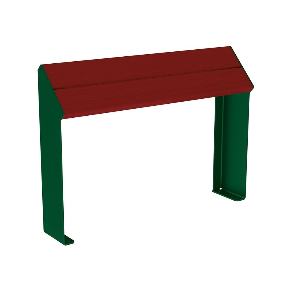 Assis-debout KUB acier et bois RAL6005 - lasuré acajou - PROCITY - 306720.6005.ACAJ