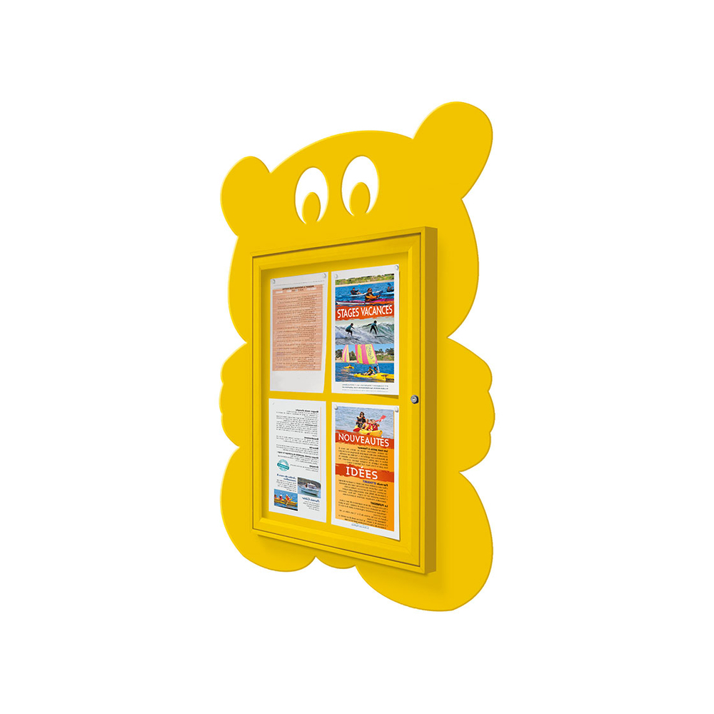 Vitrine Thématique RAL1021 - Ourson 4 A4 - 750x550mm - PROCITY - 405027.1021