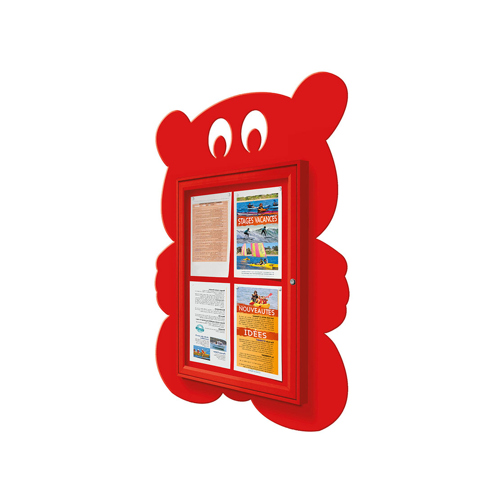 Vitrine Thématique RAL3020 - Ourson 4 A4 - 750x550mm - PROCITY - 405027.3020
