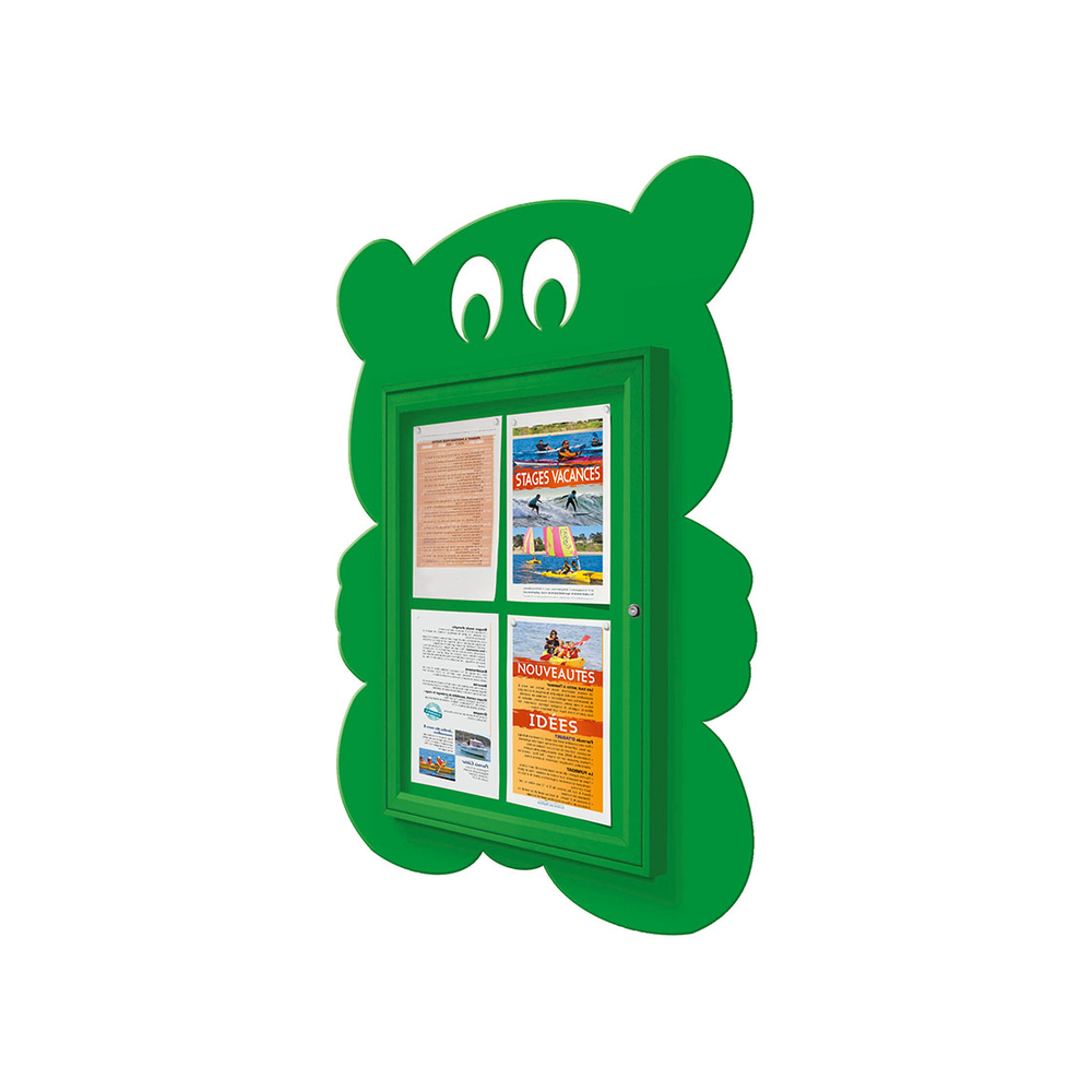 Vitrine Thématique RAL6018 - Ourson 4 A4 - 750x550mm - PROCITY - 405027.6018