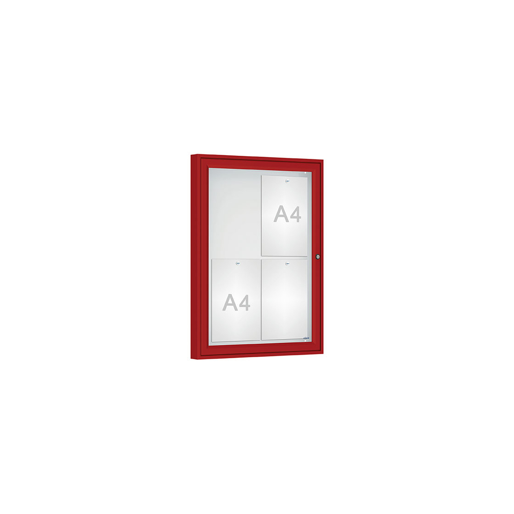 Vitrine Classique RAL3004 - Verre sécurisé - 4 A4 - 750x550mm - PROCITY - 406350.3004