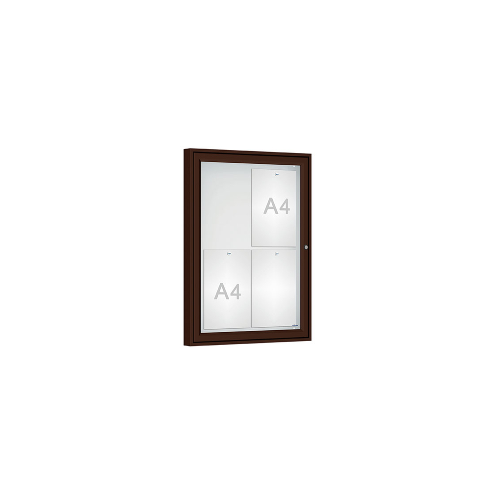 Vitrine Classique RAL8017 - Verre sécurisé - 4 A4 - 750x550mm - PROCITY - 406350.8017