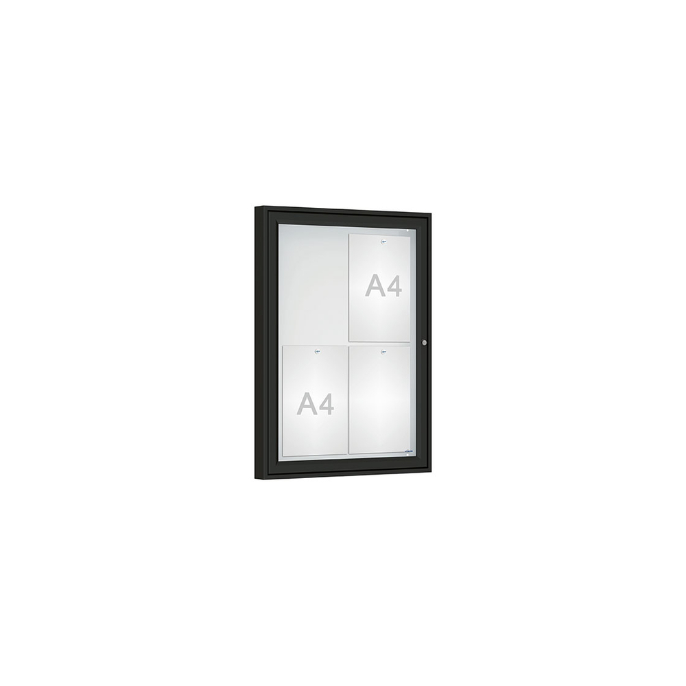 Vitrine Classique RAL9005 - Verre sécurisé - 4 A4 - 750x550mm - PROCITY - 406350.9005