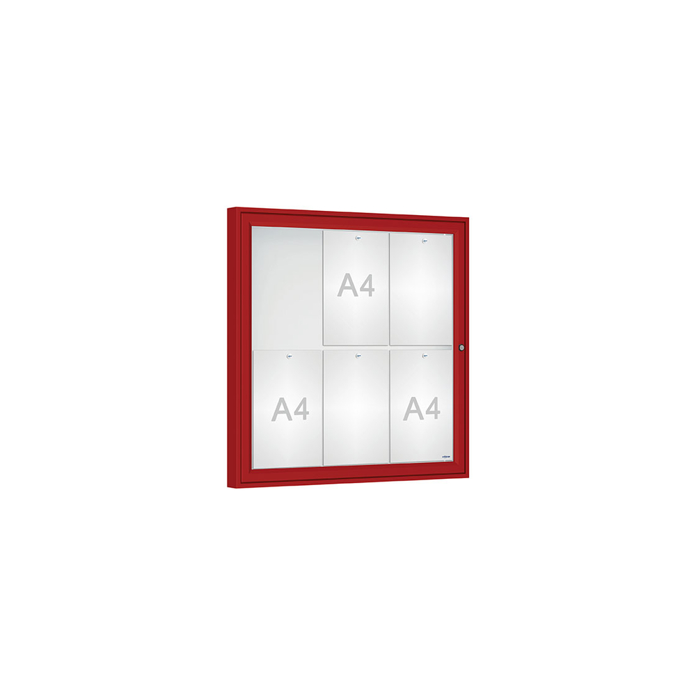 Vitrine Classique RAL3004 - Verre sécurisé - 6 A4 - 750x750mm - PROCITY - 406351.3004