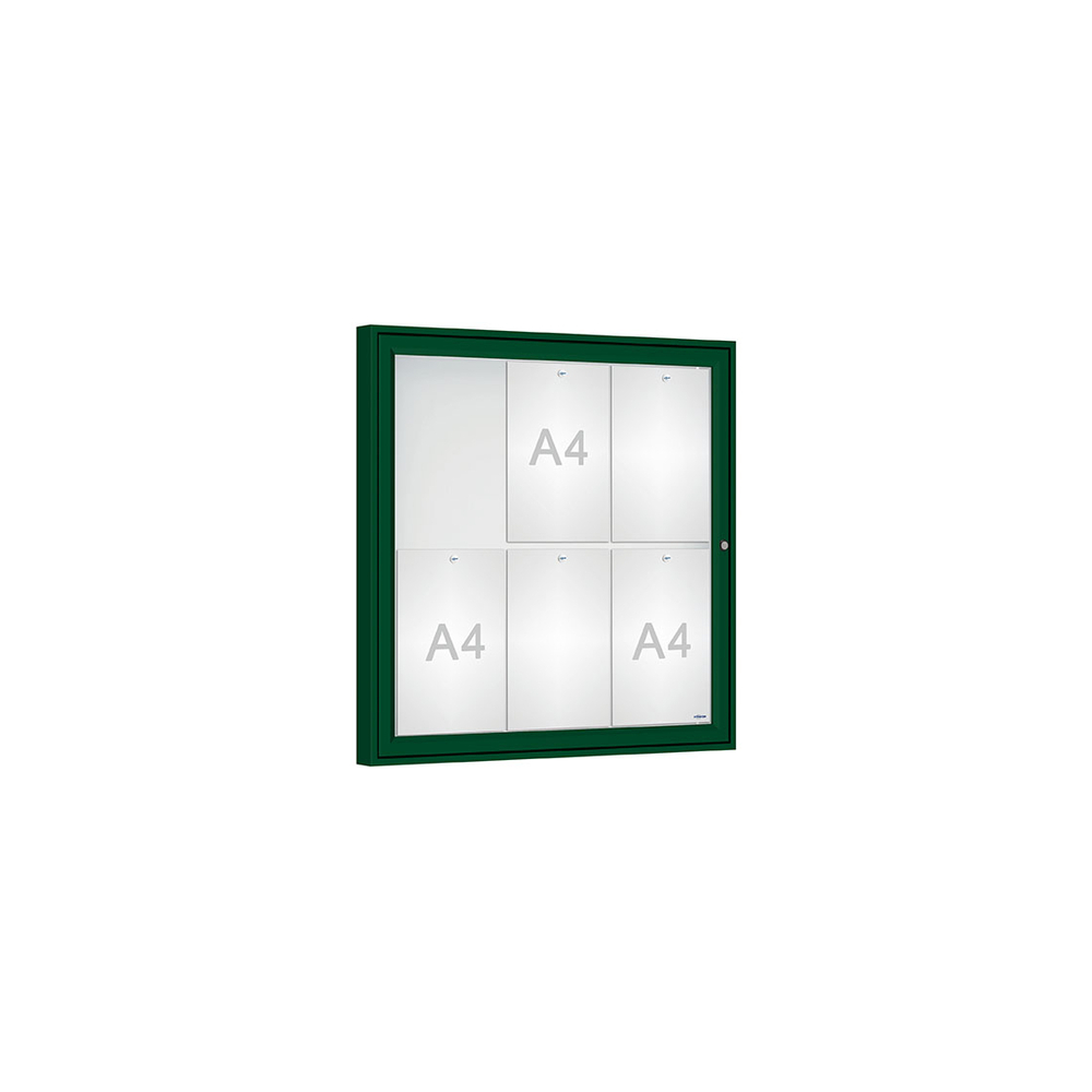 Vitrine Classique RAL6005 - Verre sécurisé - 6 A4 - 750x750mm - PROCITY - 406351.6005