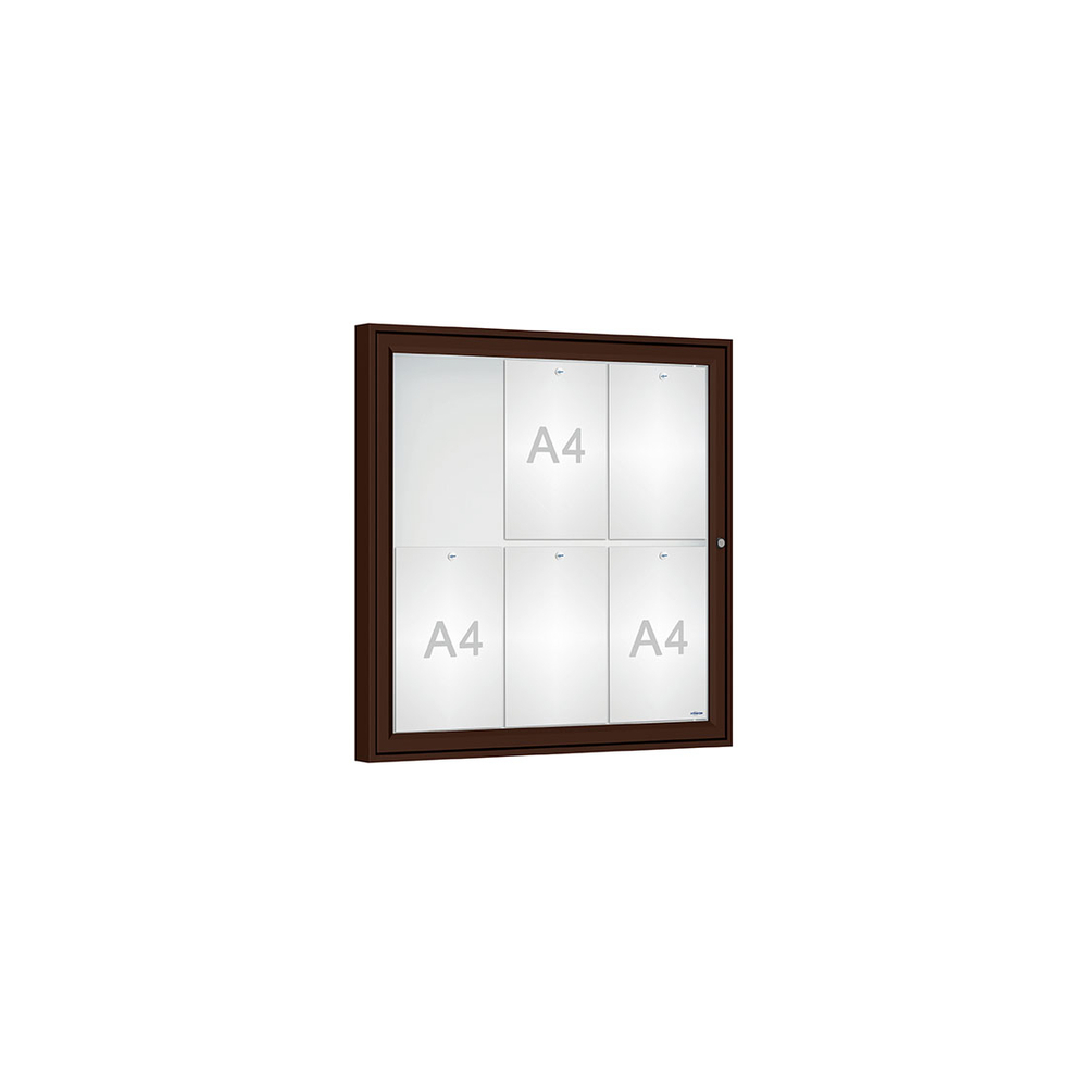 Vitrine Classique RAL8017 - Verre sécurisé - 6 A4 - 750x750mm - PROCITY - 406351.8017