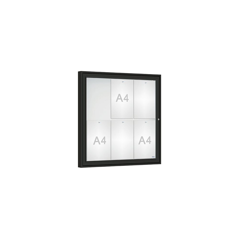 Vitrine Classique RAL9005 - Verre sécurisé - 6 A4 - 750x750mm - PROCITY - 406351.9005