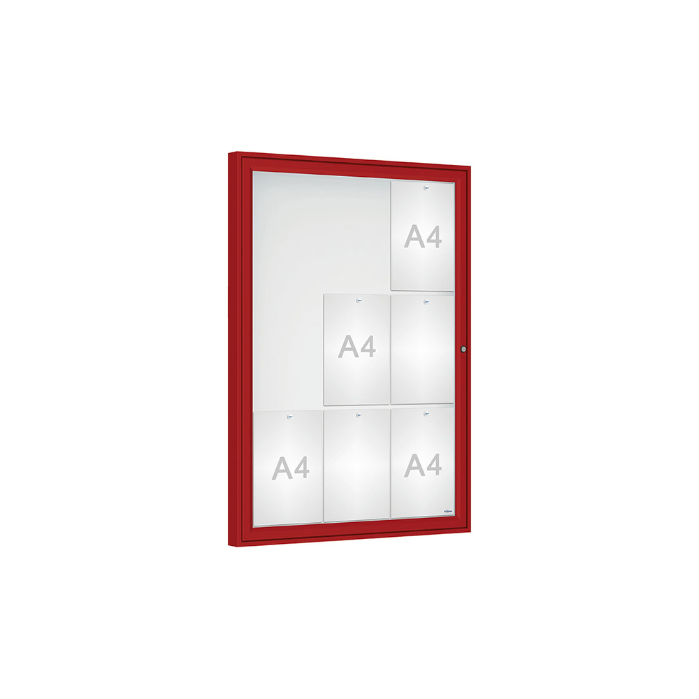 Vitrine Classique RAL3004 - Verre sécurisé - 9 A4 - 1050x750mm - PROCITY - 406352.3004