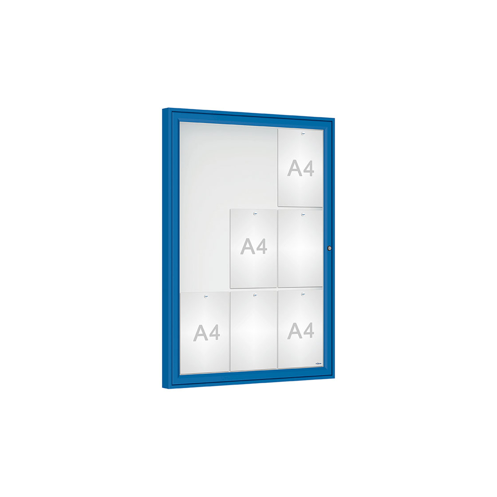 Vitrine Classique RAL5010 - Verre sécurisé - 9 A4 - 1050x750mm - PROCITY - 406352.5010